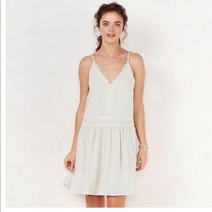 Lauren Conrad Drop Waist White Lace Trim dress Xs